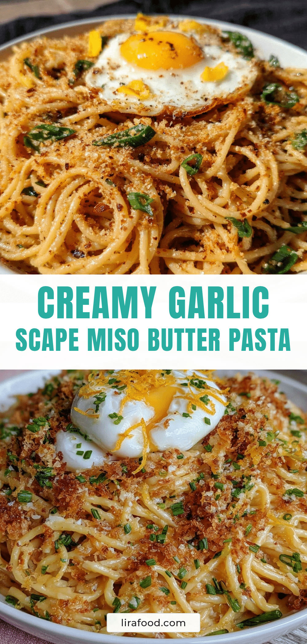 creamy garlic scape miso butter pasta recipe