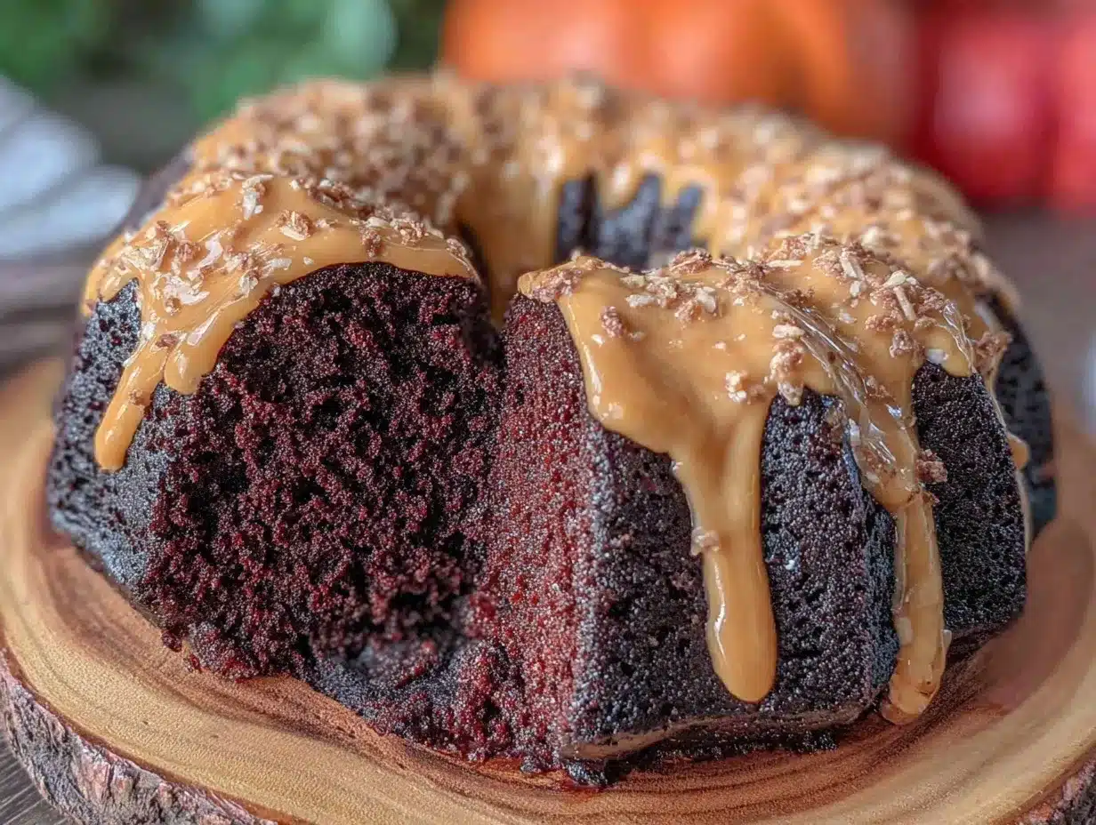 black velvet Halloween Bundt cake preparation steps