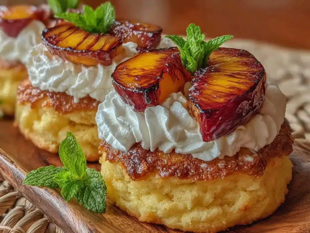 brown sugar grilled peach shortcake - featured image