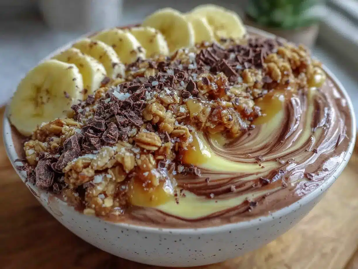 chocolate peanut butter protein smoothie bowl preparation steps