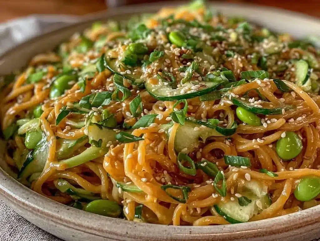 cold sesame peanut noodle salad - featured image