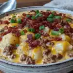 cozy cheeseburger potato soup - featured image