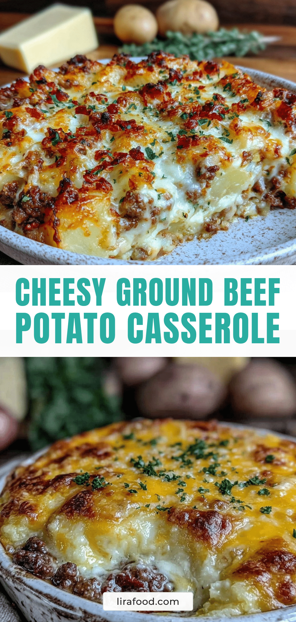 cozy cheesy ground beef and potato casserole recipe