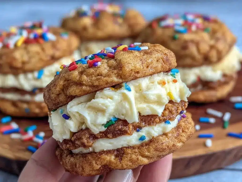 cozy funfetti snickerdoodle sandwich cookies - featured image