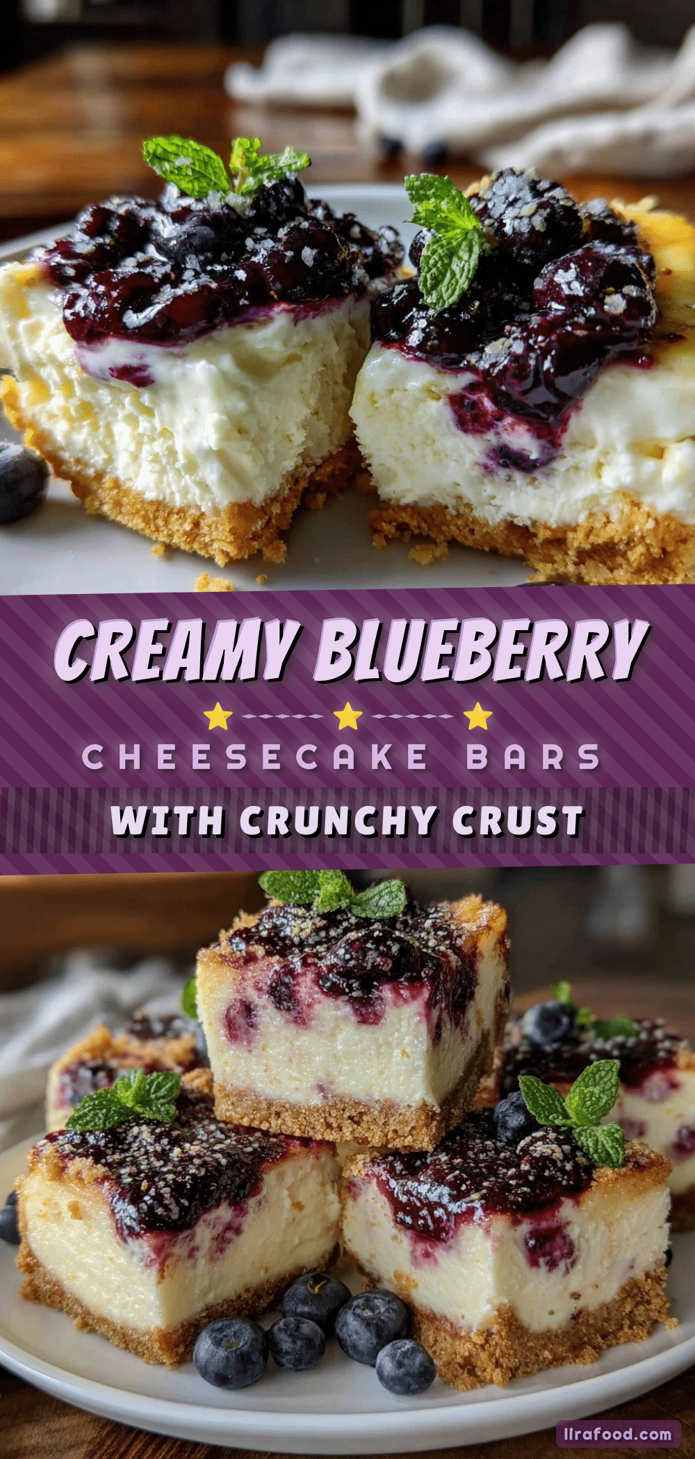 creamy blueberry cheesecake bars recipe