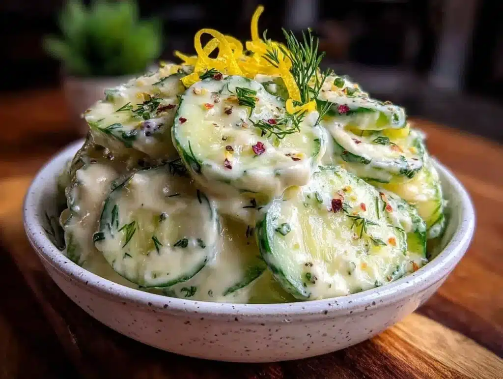 creamy cucumber salad - featured image