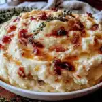creamy make-ahead roasted garlic mashed potatoes - featured image