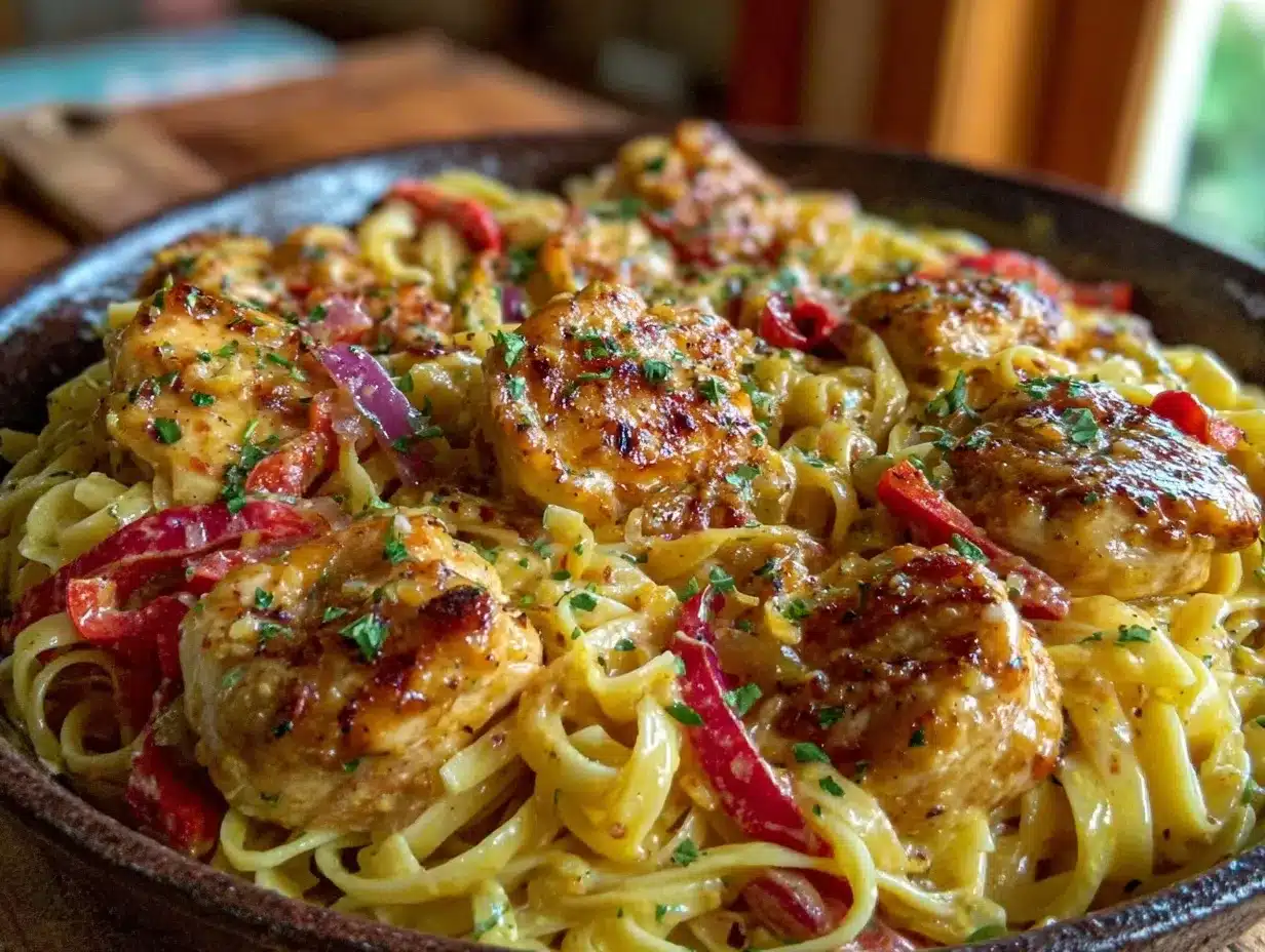 creamy one-pot cajun chicken pasta preparation steps
