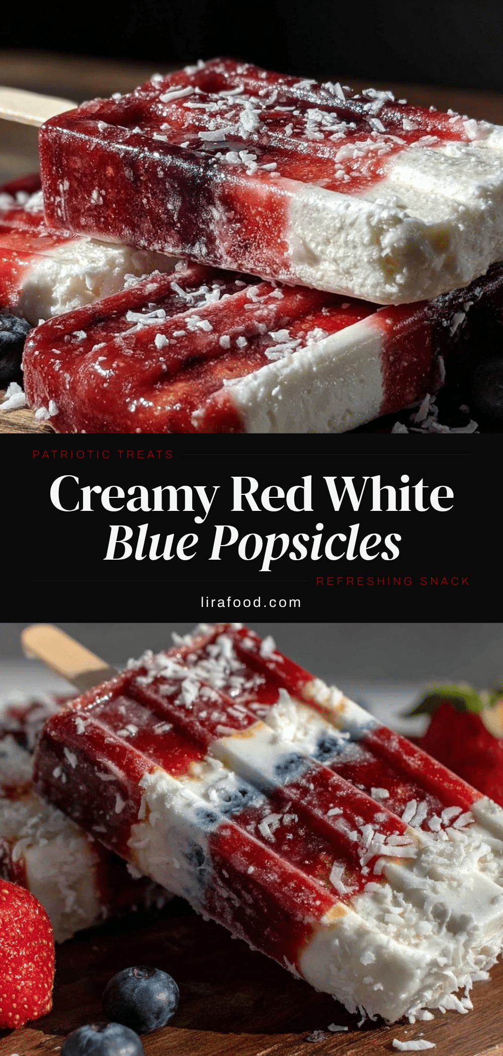 creamy red white and blue popsicles recipe