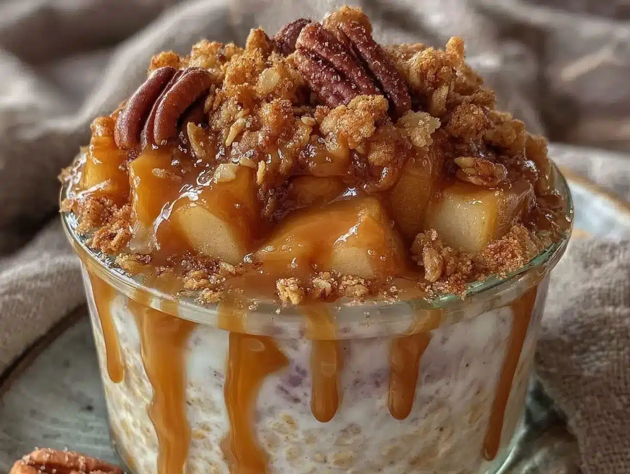 creamy salted caramel apple overnight oats preparation steps