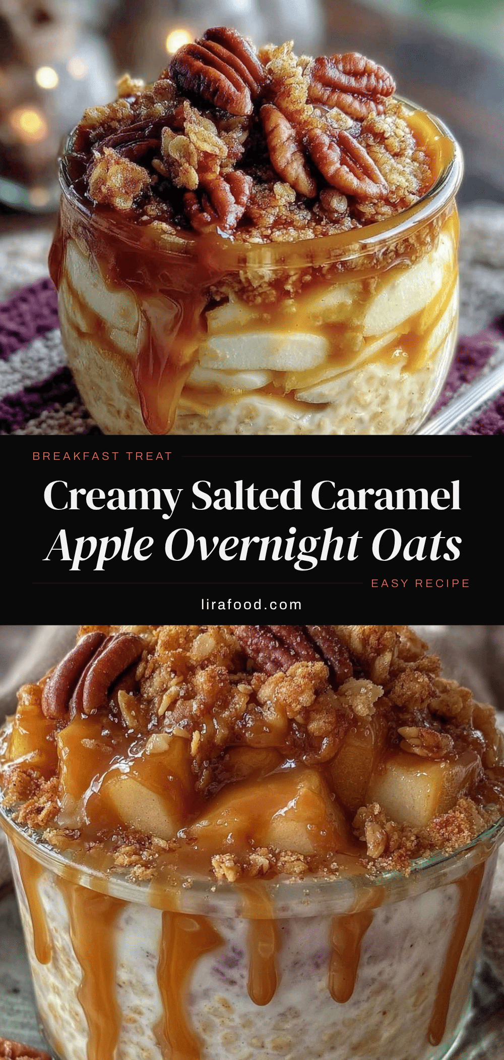 creamy salted caramel apple overnight oats recipe