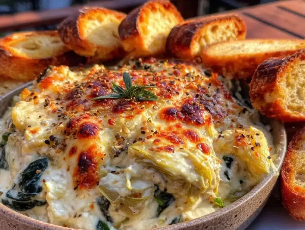 creamy spinach and artichoke dip - featured image