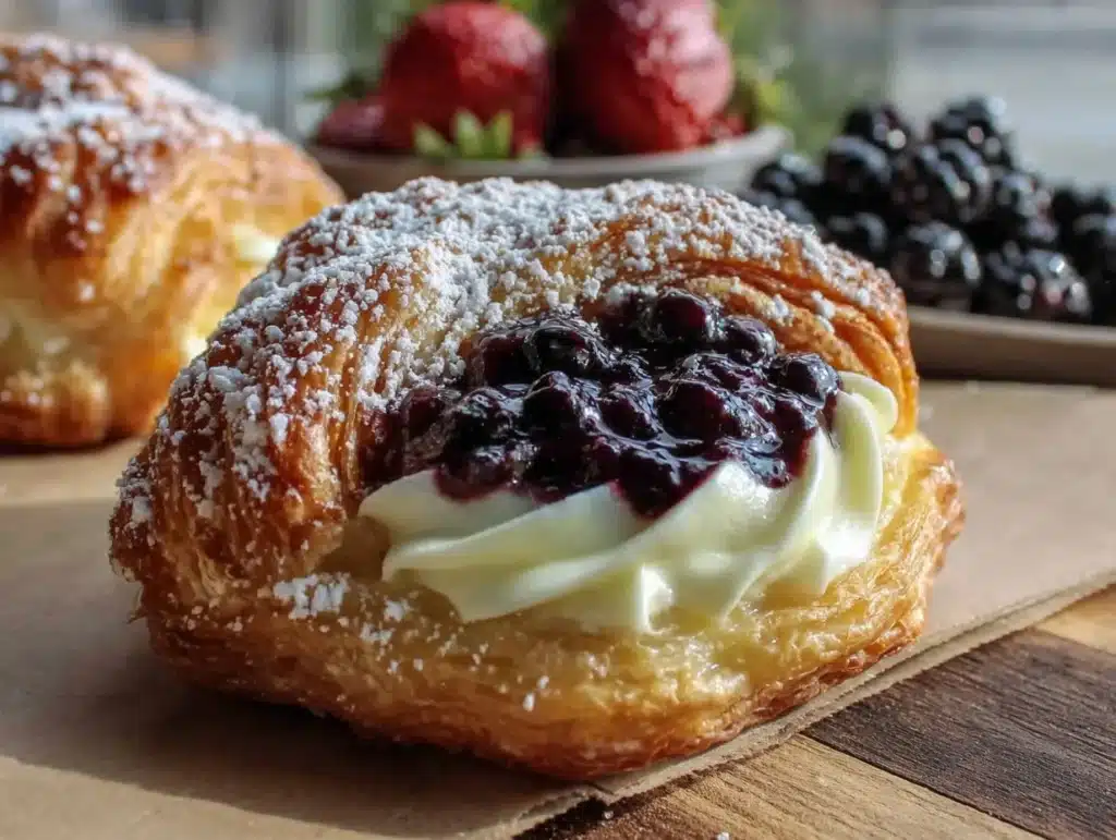 crispy huckleberry cream cheese danish - featured image
