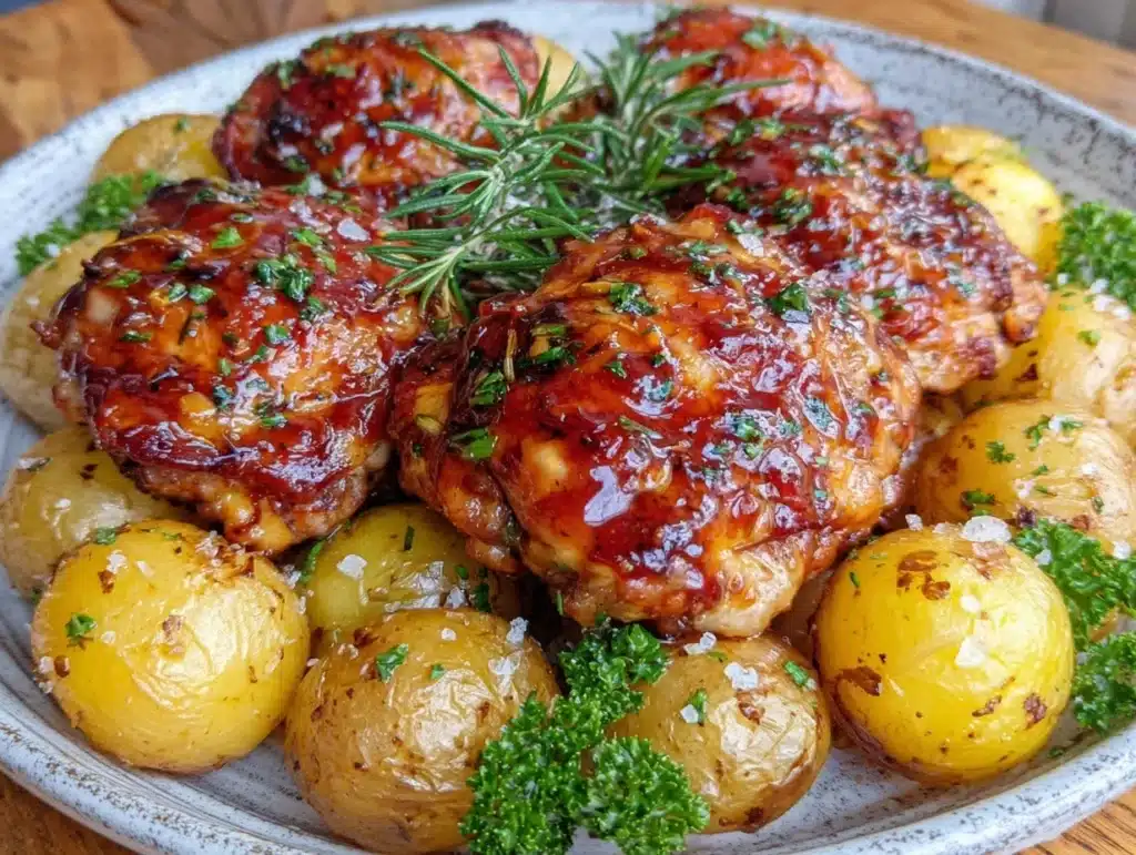 crispy one-pan garlic butter chicken thighs - featured image
