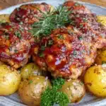 crispy one-pan garlic butter chicken thighs - featured image