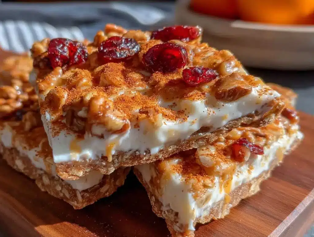 crunchy cinnamon greek yogurt granola bark - featured image