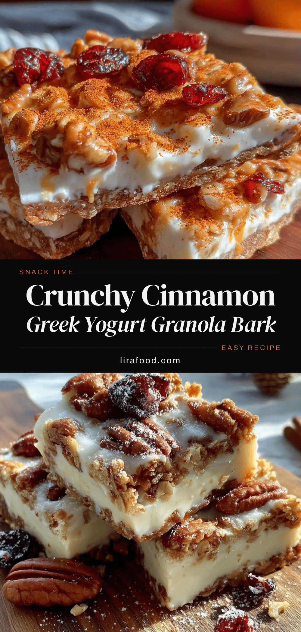 crunchy cinnamon greek yogurt granola bark recipe