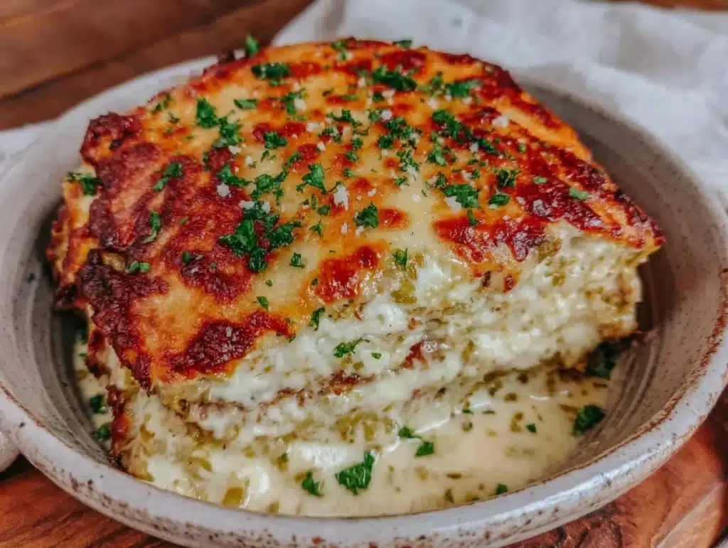 Easy Cheesy Hatch Green Chili Chicken Enchilada Casserole - featured image