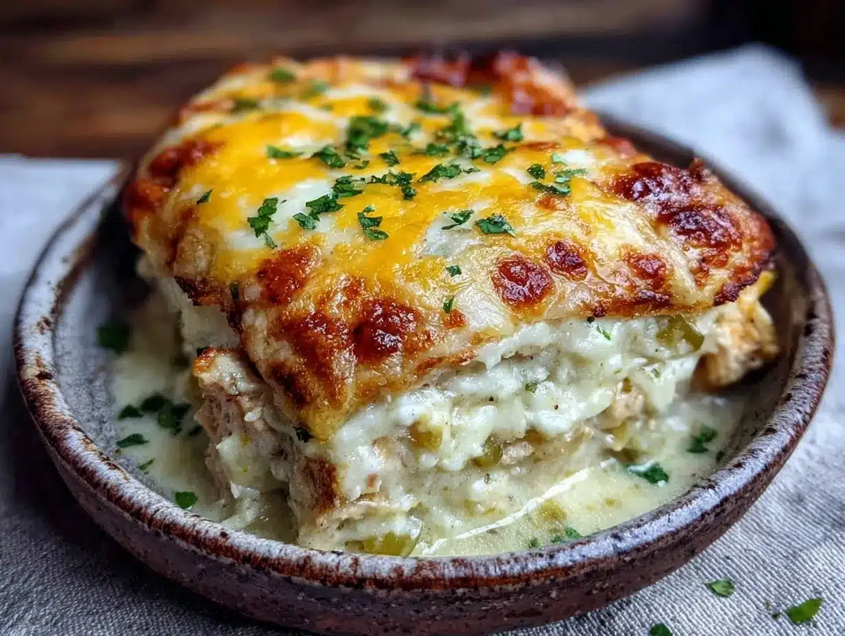 Easy Cheesy Hatch Green Chili Chicken Enchilada Casserole preparation steps