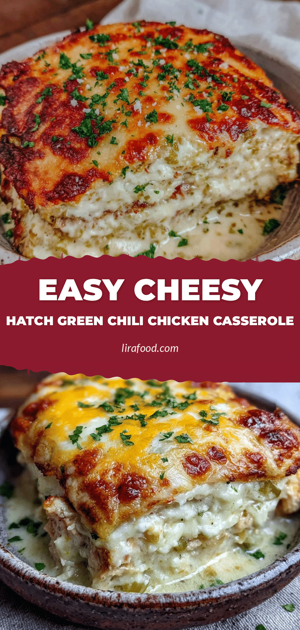 Easy Cheesy Hatch Green Chili Chicken Enchilada Casserole recipe