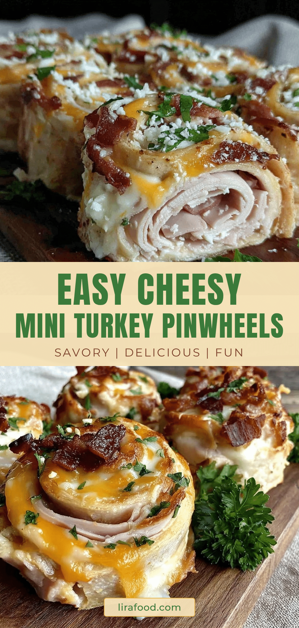 Easy Cheesy Mini Turkey Pinwheels recipe