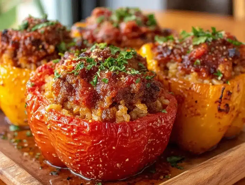 easy cheesy stuffed bell peppers - featured image