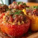 easy cheesy stuffed bell peppers - featured image