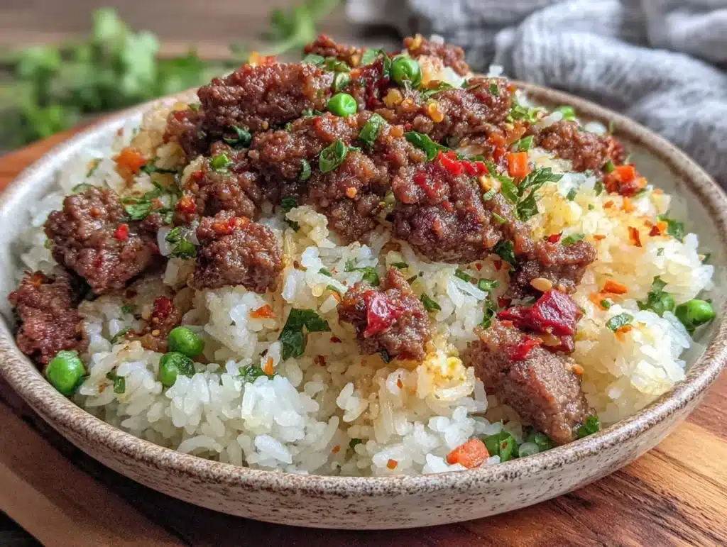 easy lazy girl ground beef and rice skillet - featured image