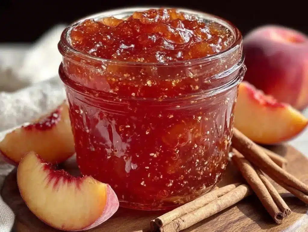 easy spiced peach jam - featured image