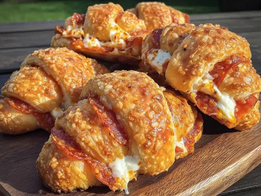 football-shaped pepperoni cream cheese crescent bites - featured image