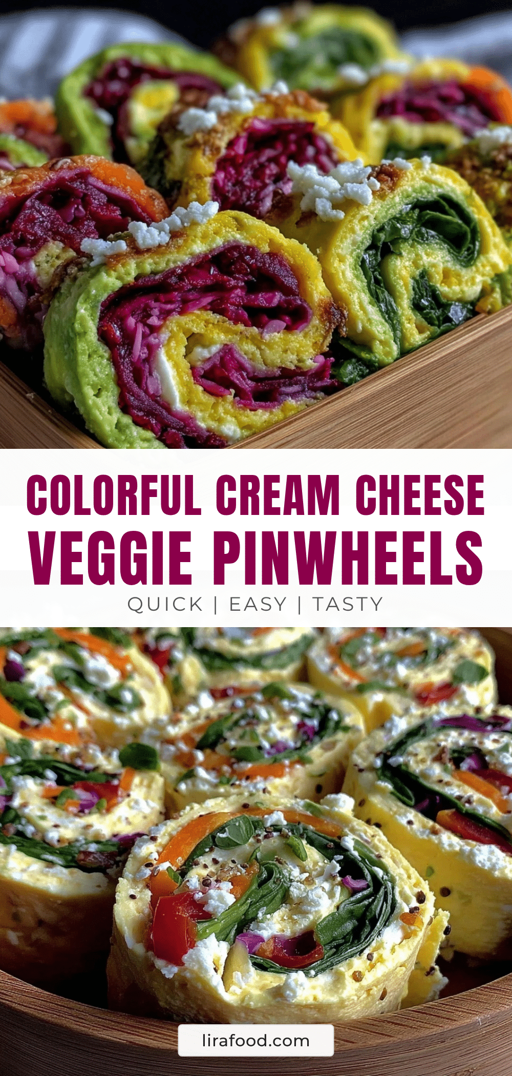 Fresh Cream Cheese Veggie Rainbow Pinwheel Bento Box recipe