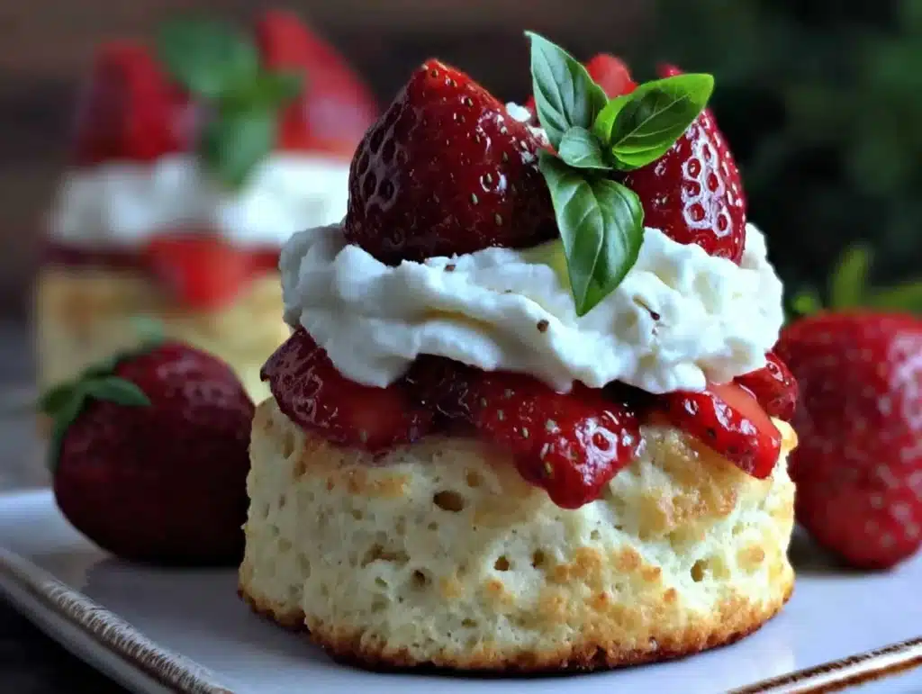 fresh strawberry basil shortcake - featured image