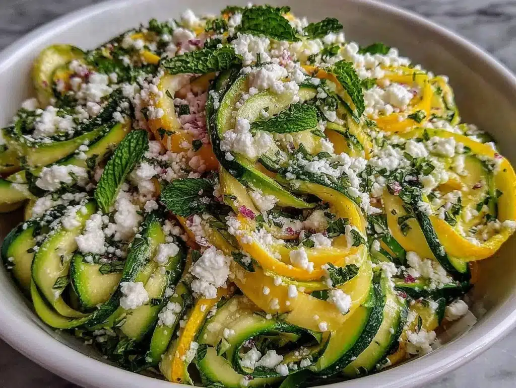 fresh summer squash ribbon salad - featured image