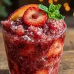 frozen strawberry peach sangria slushie - featured image