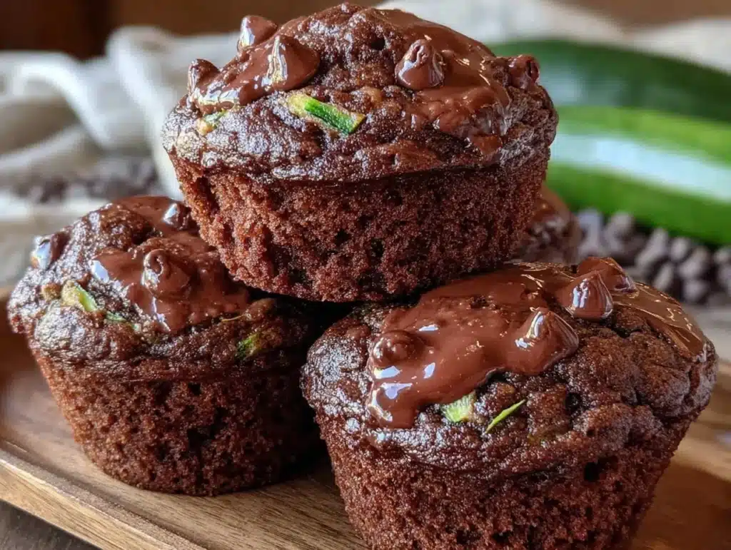 fudgy double chocolate zucchini muffins - featured image