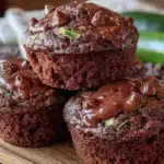 fudgy double chocolate zucchini muffins - featured image