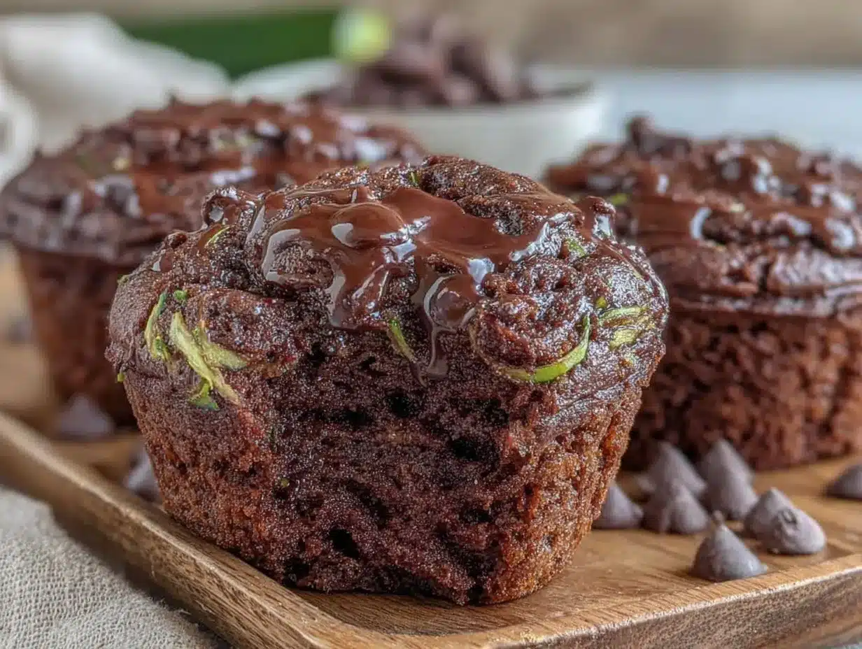 fudgy double chocolate zucchini muffins preparation steps
