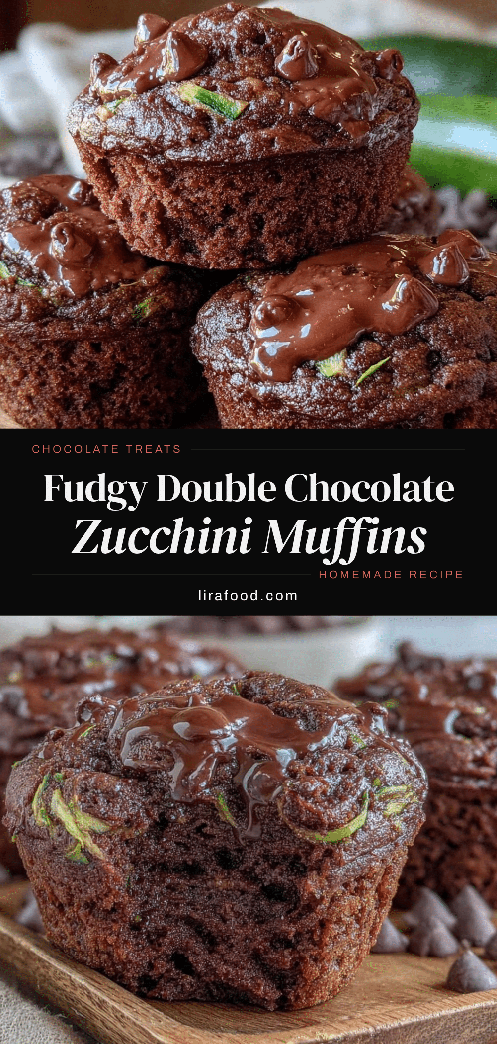 fudgy double chocolate zucchini muffins recipe