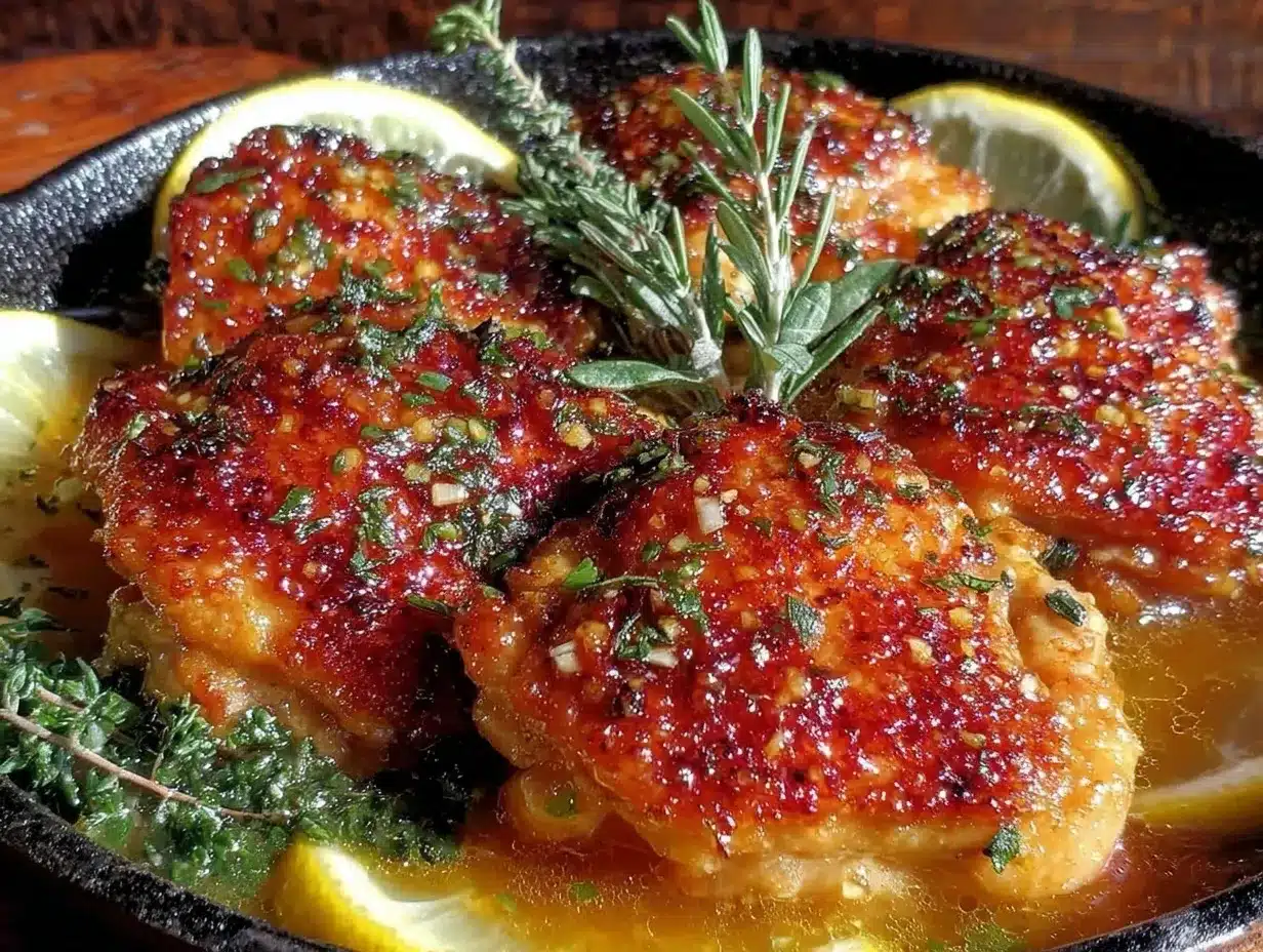 garlic butter chicken thigh skillet preparation steps