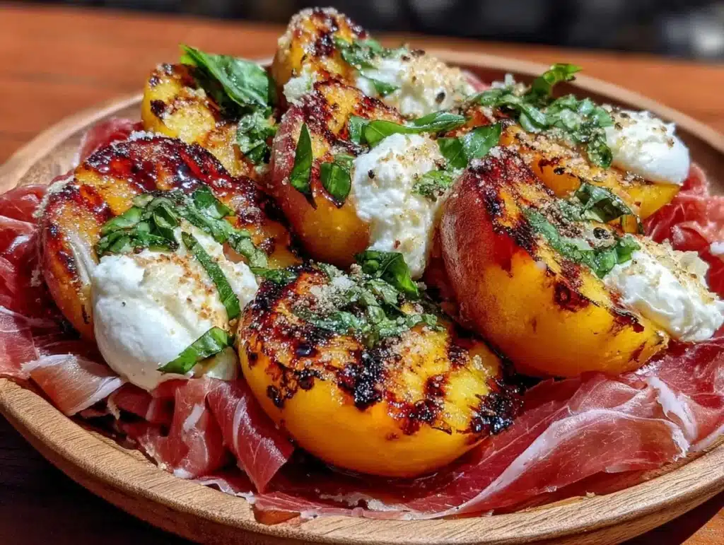 grilled peach and burrata salad - featured image