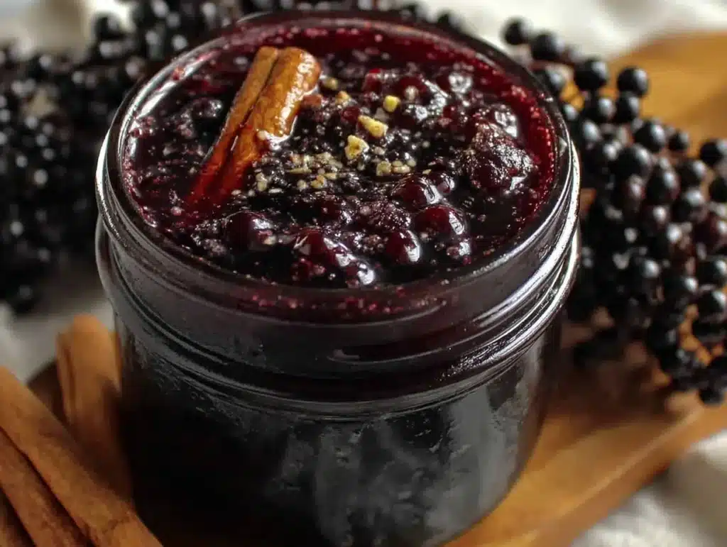healthy homemade elderberry syrup - featured image
