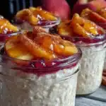 healthy peach overnight oats recipe - featured image