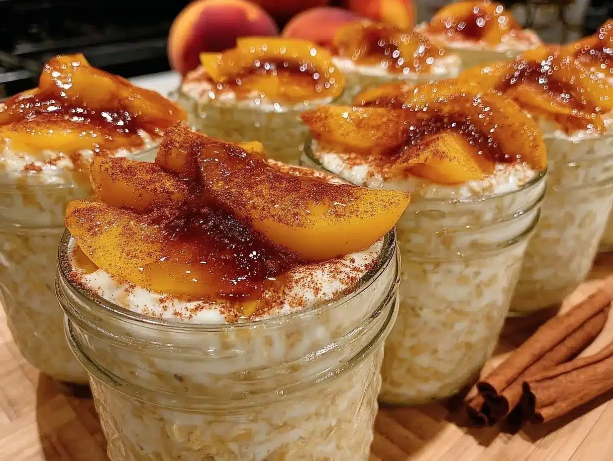 healthy peach overnight oats recipe preparation steps