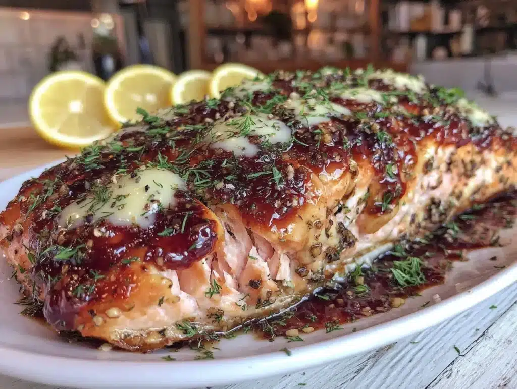 honey garlic baked salmon - featured image