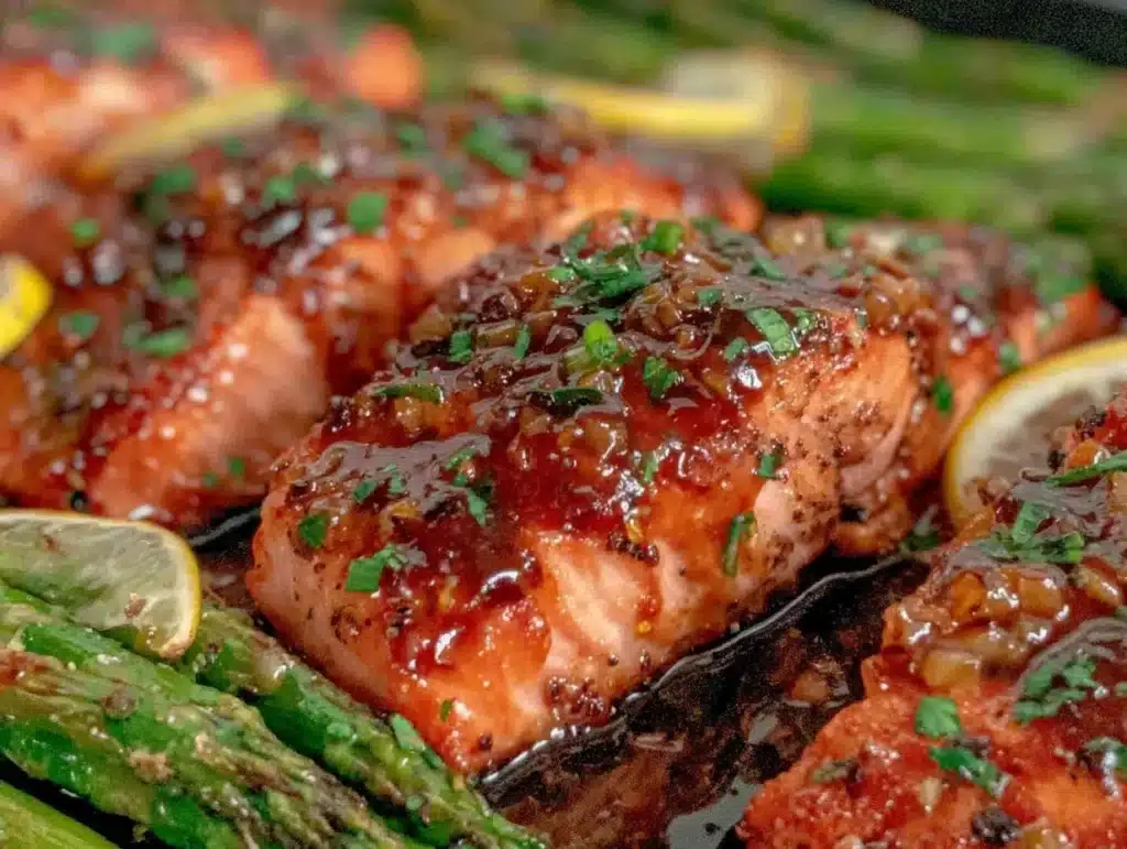 honey garlic salmon sheet pan dinner - featured image