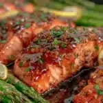 honey garlic salmon sheet pan dinner - featured image