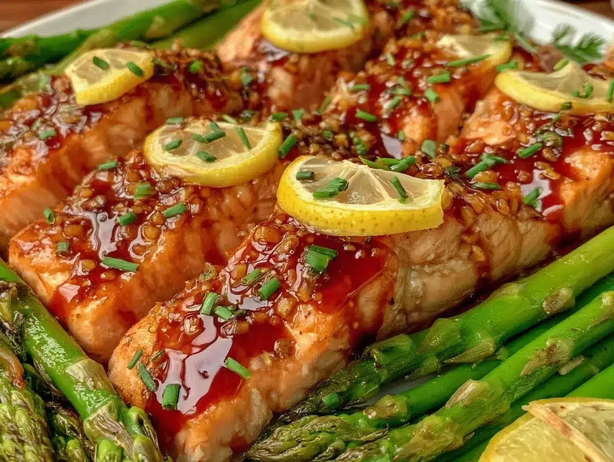 honey garlic salmon sheet pan dinner preparation steps