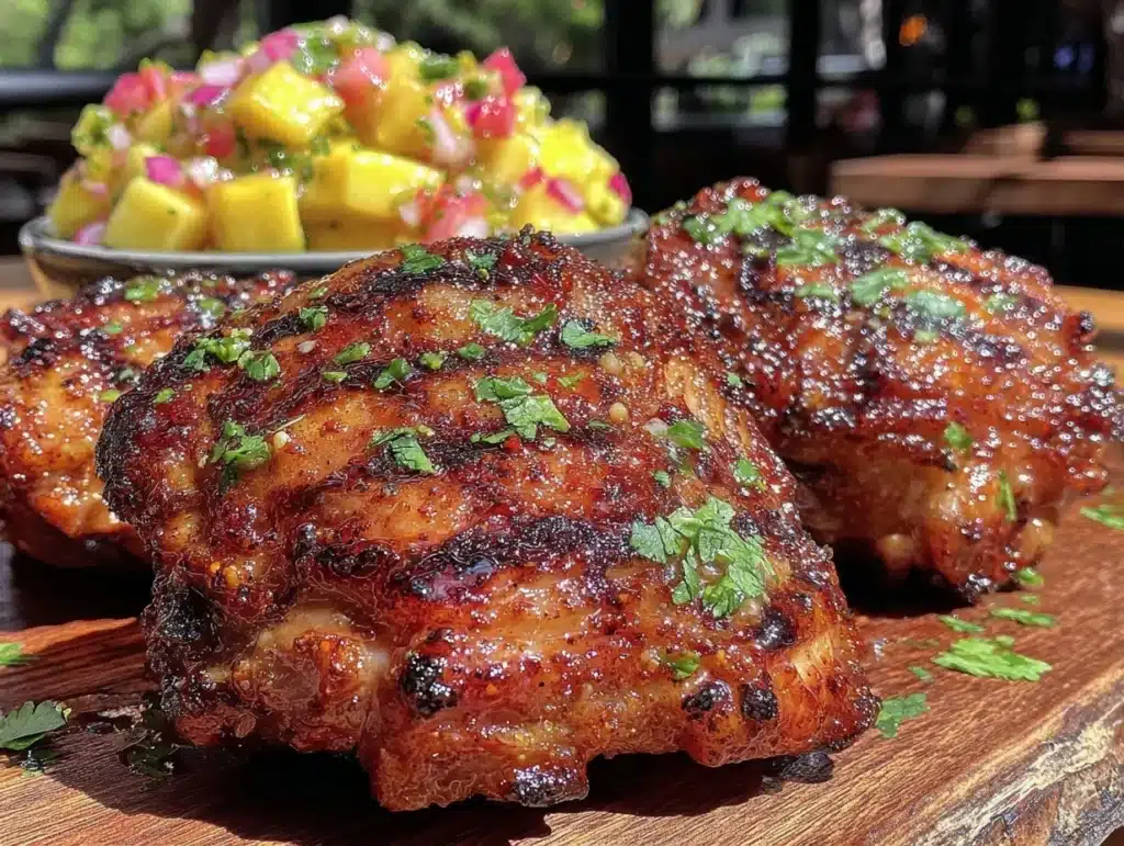 honey sriracha grilled chicken thighs - featured image