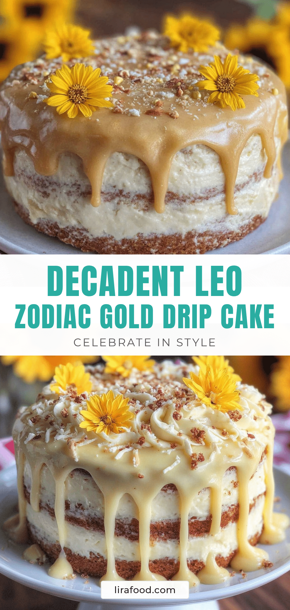 Leo Zodiac Gold Drip Birthday Cake recipe