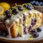 moist blueberry lemon poke cake - featured image